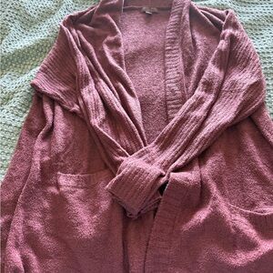 Barefoot Dreams Pink Cardigan Sweater V-Neck Soft Knit